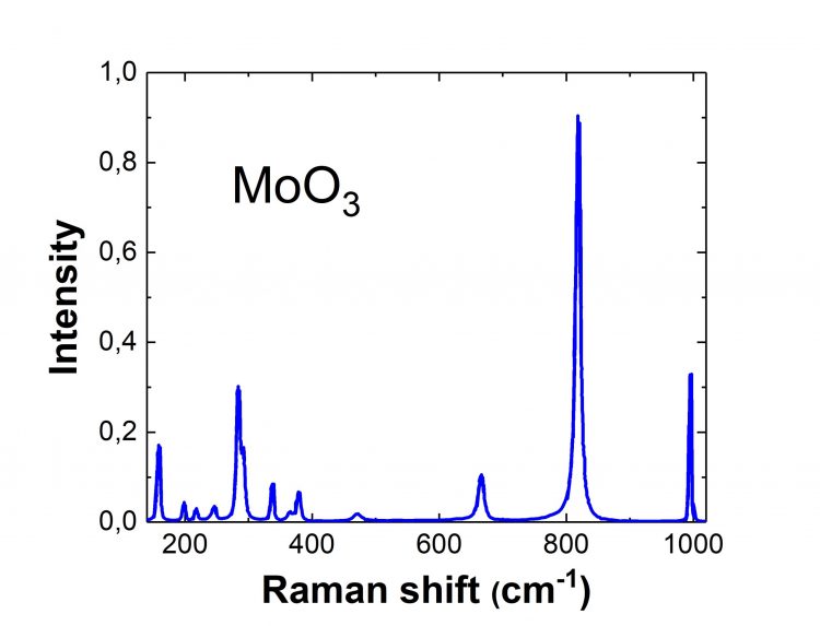 Detailed graph of MoO3 raman response